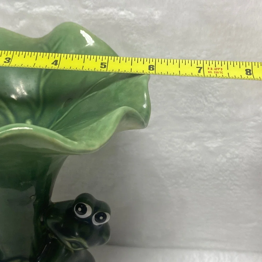 VTG La‎ Dolce Vita JA Green Ceramic Frog Vase Lily Pad Air Plant Candy Dish
